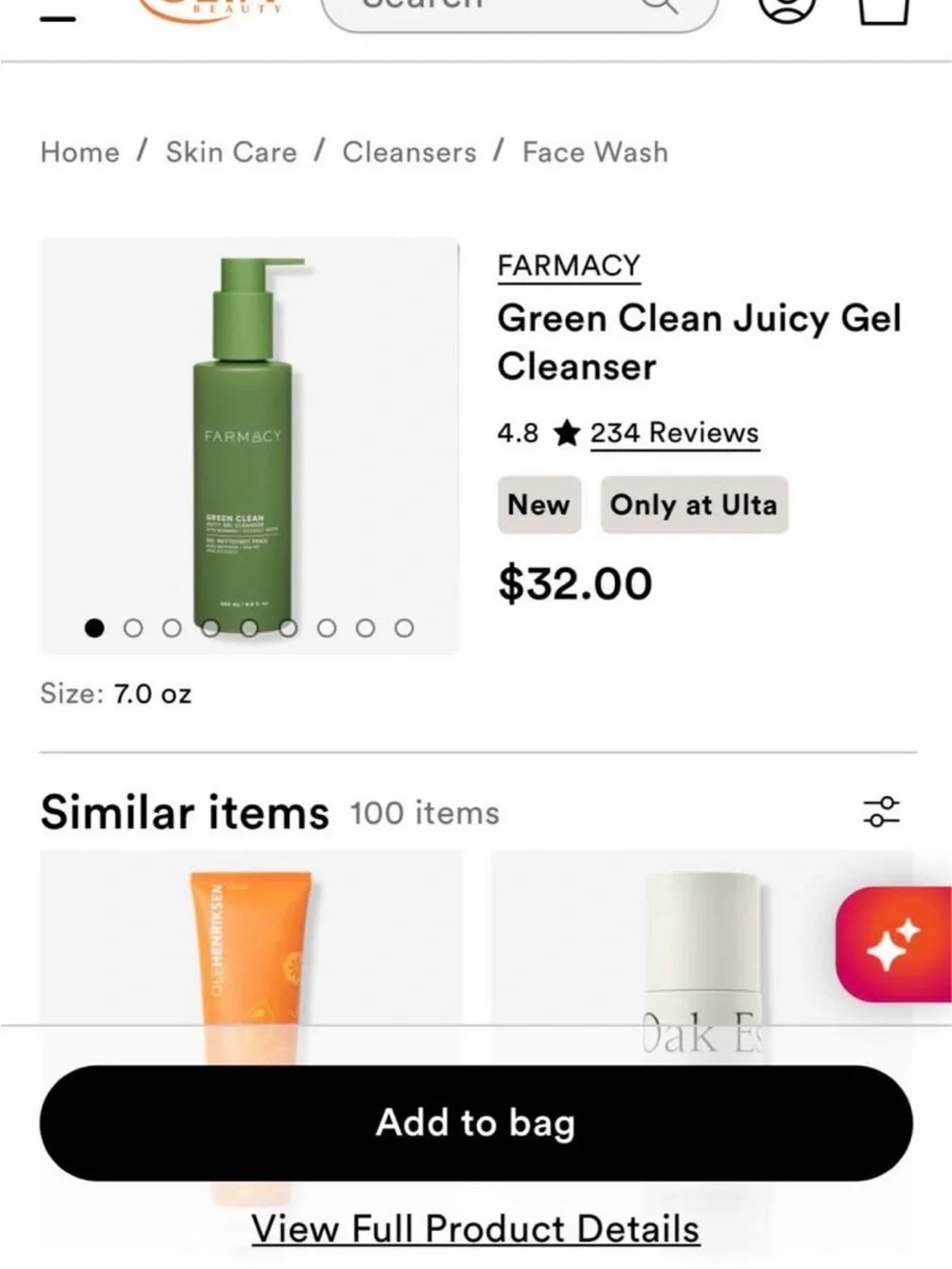 Farmacy Green Clean Juicy Gel Cleanser - Green